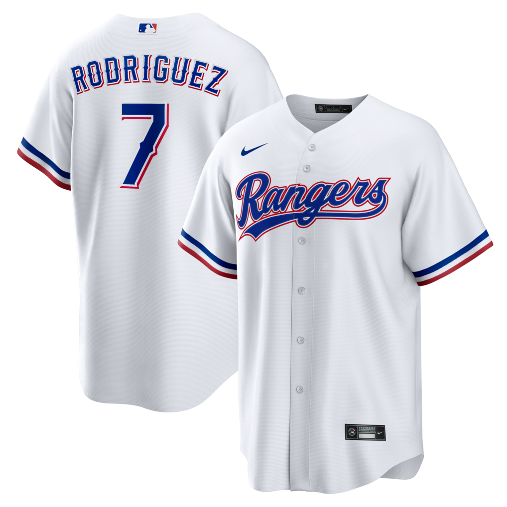 Men's Texas Rangers Ivan Rodriguez Nike White Home Retired Player Replica Jersey - Ujersey NHL