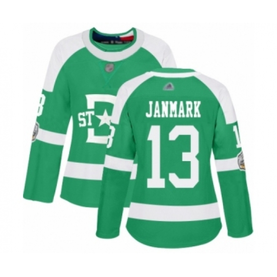 Women's Dallas Stars #13 Mattias Janmark Authentic Green 2020 Winter Classic Hockey Jersey