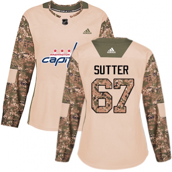Women's Adidas Washington Capitals #67 Riley Sutter Authentic Camo Veterans Day Practice NHL Jersey - Ujersey