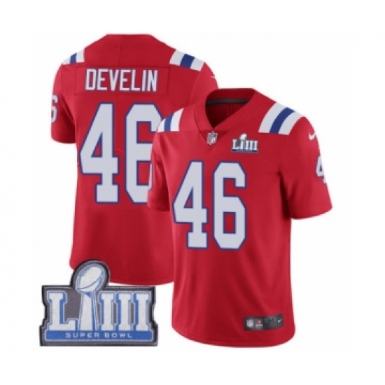 Youth Nike New England Patriots #46 James Develin Red Alternate Vapor Untouchable Limited Player Super Bowl LIII Bound NFL Jersey - Ujersey