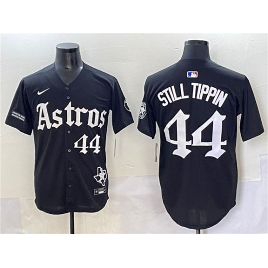 Men's Houston Astros #44 Still Tippin Black Gothic 'Houston Born Barrio Raised' Limited Stitched Baseball Jersey - Ujersey