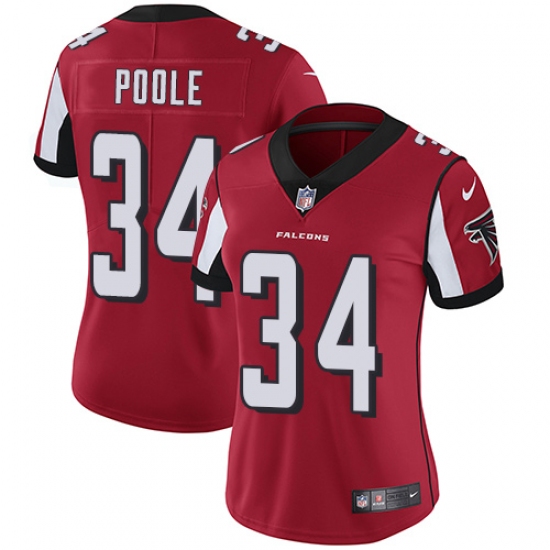Women's Nike Atlanta Falcons #34 Brian Poole Red Team Color Vapor Untouchable Limited Player NFL Jersey