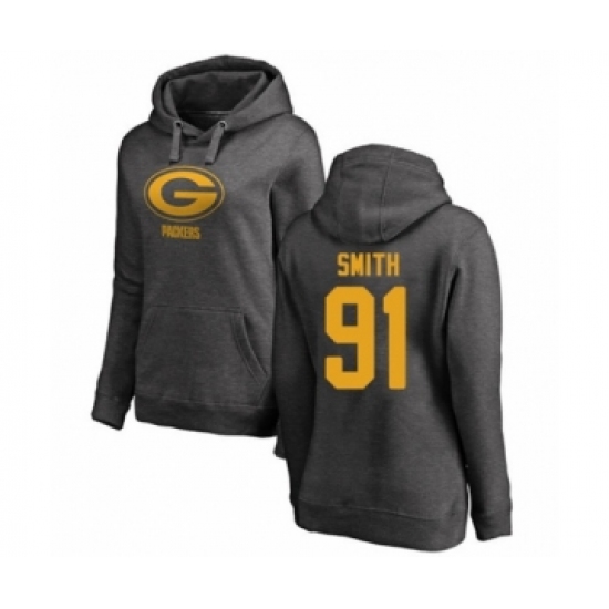 Football Women's Green Bay Packers #91 Preston Smith Ash One Color Pullover Hoodie - Ujersey