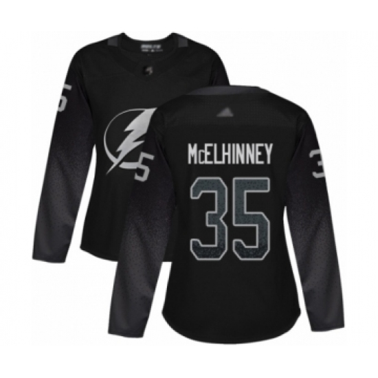 Women's Tampa Bay Lightning #35 Curtis McElhinney Authentic Black Alternate Hockey Jersey - Ujersey