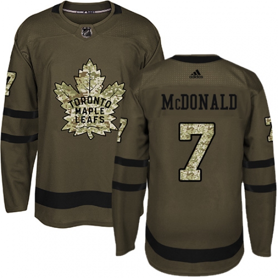 Youth Adidas Toronto Maple Leafs #7 Lanny McDonald Authentic Green Salute to Service NHL Jersey