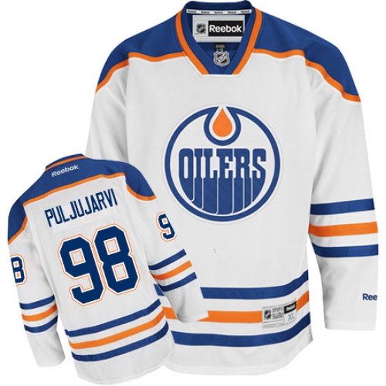 Youth Reebok Edmonton Oilers #98 Jesse Puljujarvi Authentic White Away NHL Jersey