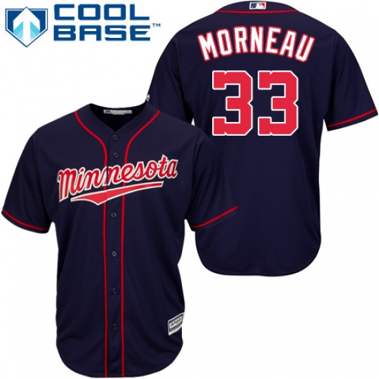 Men's Majestic Minnesota Twins #33 Justin Morneau Replica Navy Blue Alternate Road Cool Base MLB Jersey
