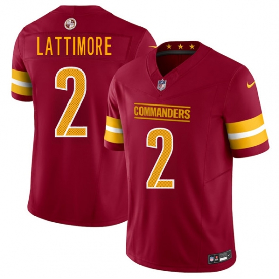 Men's Washington Commanders #2 Marshon Lattimore Burgundy 2025 F.U.S.E. Vapor Limited Football Stitched Jersey - Ujersey