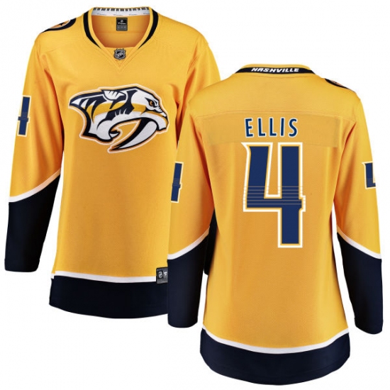 Women's Nashville Predators #4 Ryan Ellis Fanatics Branded Gold Home Breakaway NHL Jersey