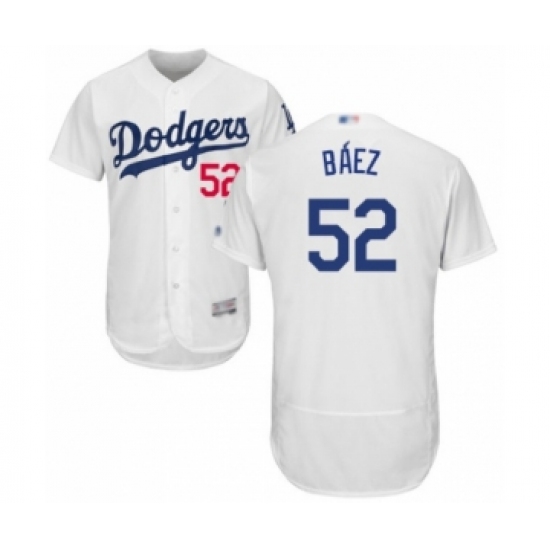 Men's Los Angeles Dodgers #52 Pedro Baez White Home Flex Base Authentic Collection Baseball Player Jersey