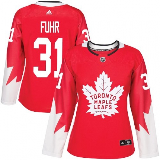 Women's Adidas Toronto Maple Leafs #31 Grant Fuhr Authentic Red Alternate NHL Jersey - Ujersey