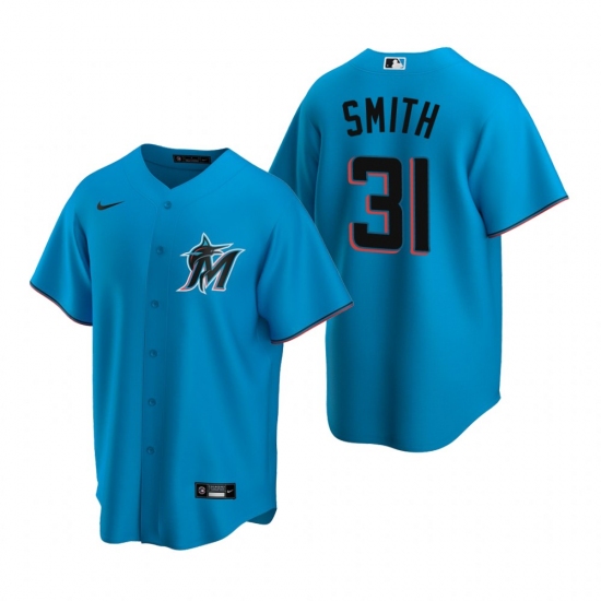 Men's Nike Miami Marlins #31 Caleb Smith Blue Alternate Stitched Baseball Jersey - Ujersey