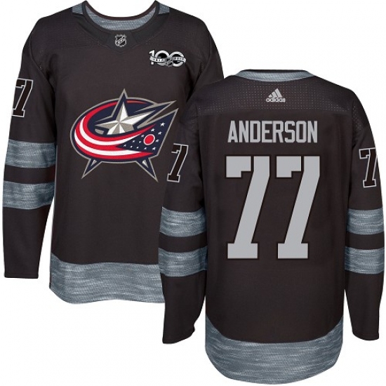 Men's Adidas Columbus Blue Jackets #77 Josh Anderson Premier Black 1917-2017 100th Anniversary NHL Jersey - Ujersey