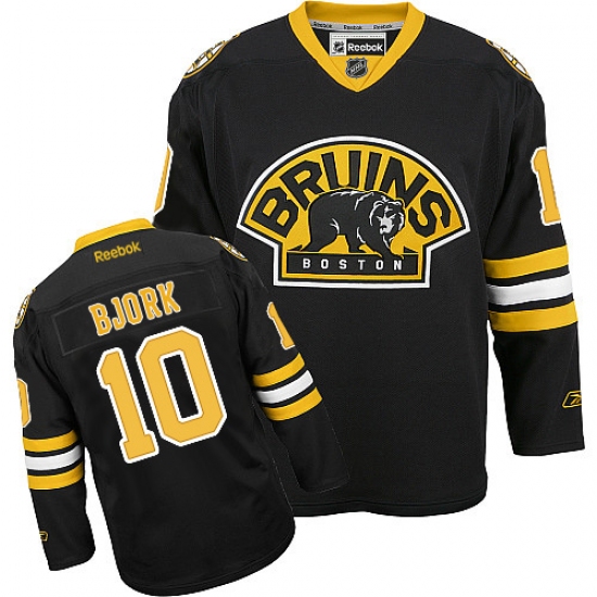 Men's Reebok Boston Bruins #10 Anders Bjork Premier Black Third NHL Jersey - Ujersey