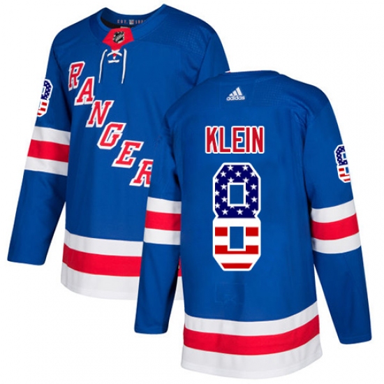 Youth Adidas New York Rangers #8 Kevin Klein Authentic Royal Blue USA Flag Fashion NHL Jersey - Ujersey