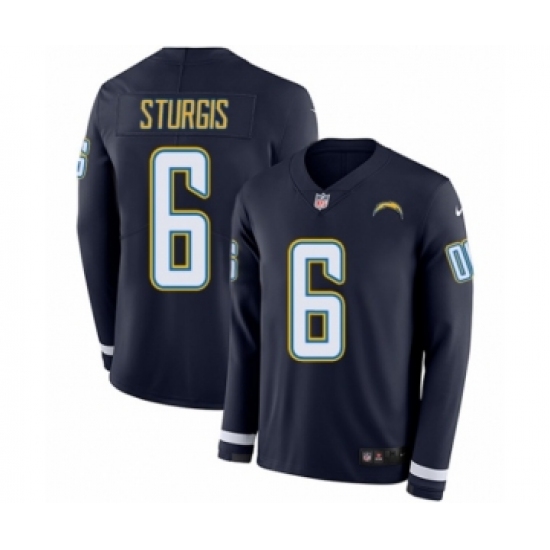 Men's Nike Los Angeles Chargers #6 Caleb Sturgis Limited Navy Blue Therma Long Sleeve NFL Jersey - Ujersey