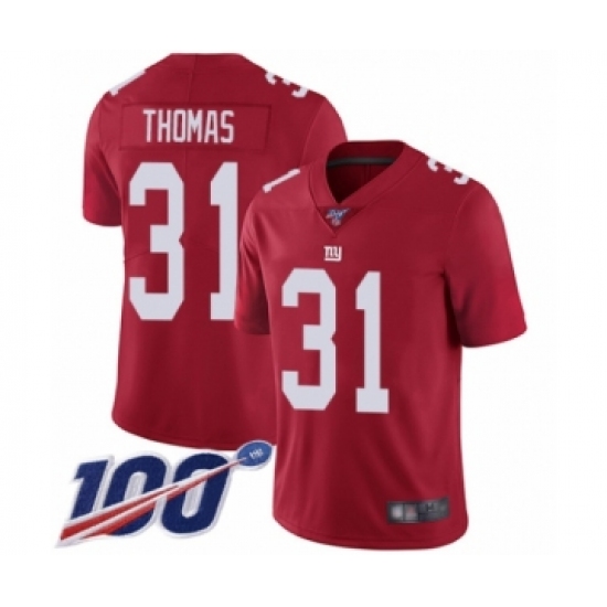 Men's New York Giants #31 Michael Thomas Red Limited Red Inverted Legend 100th Season Football Jersey - Ujersey