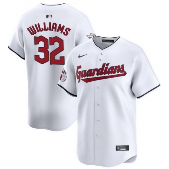 Men's Cleveland Guardians #32 Gavin Williams White Cool Base Stitched Baseball Jersey - Ujersey