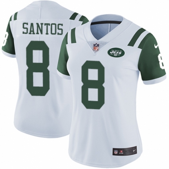 Women's Nike New York Jets #8 Cairo Santos White Vapor Untouchable Elite Player NFL Jersey - Ujersey
