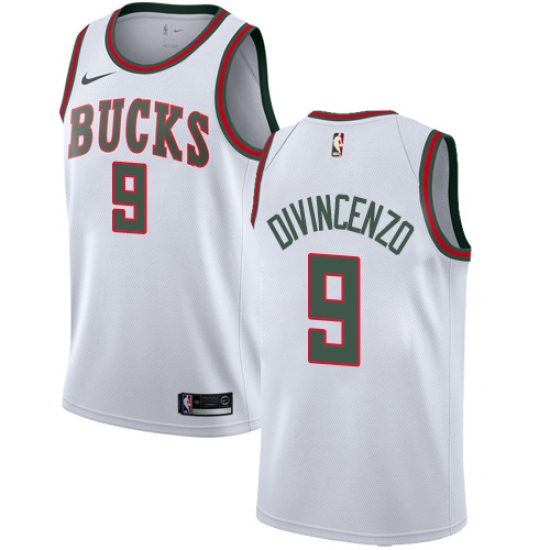 Women's Nike Milwaukee Bucks #9 Donte DiVincenzo Swingman White Fashion Hardwood Classics NBA Jersey - Ujersey