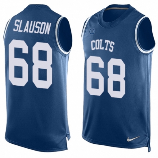 Men's Nike Indianapolis Colts #68 Matt Slauson Limited Royal Blue Player Name & Number Tank Top NFL Jersey - Ujersey