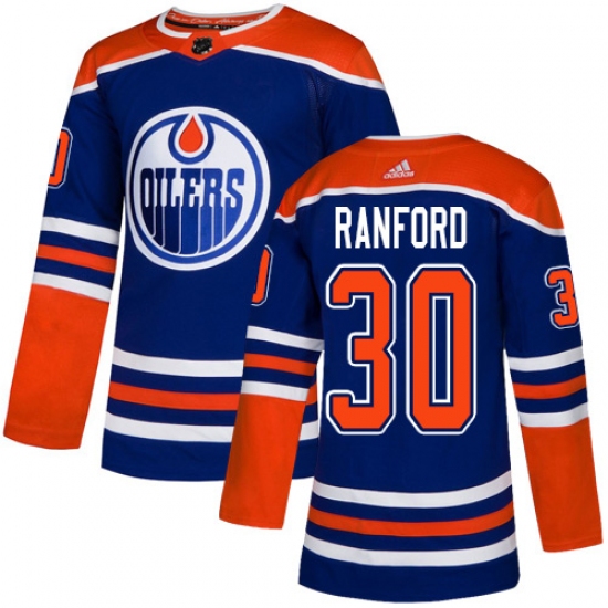 Men's Adidas Edmonton Oilers #30 Bill Ranford Premier Royal Blue Alternate NHL Jersey - Ujersey