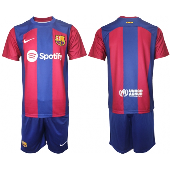 Men's Barcelona Blank Blue Red 2023-24 Home Soccer Jersey