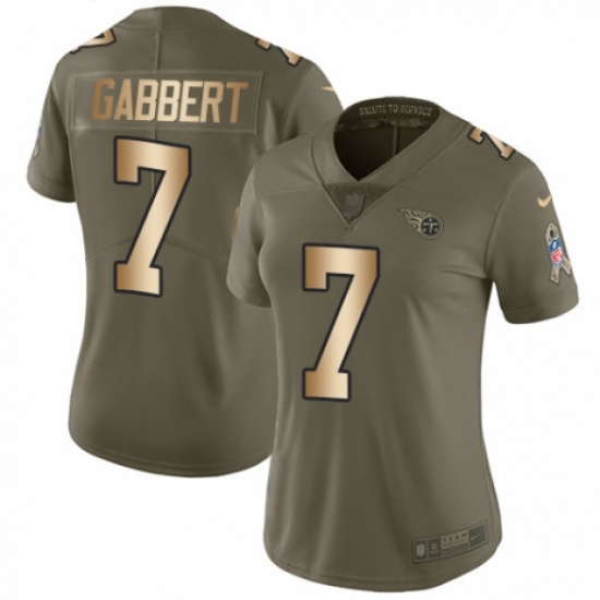 Women's Nike Tennessee Titans #7 Blaine Gabbert Limited Olive/Gold 2017 Salute to Service NFL Jersey - Ujersey