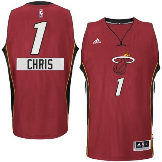 Men's Adidas Miami Heat #1 Chris Bosh Swingman Red 2014-15 Christmas Day NBA Jersey - Ujersey