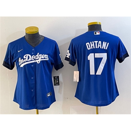 Women's Los Angeles Dodgers #17 Shohei Ohtani Blue City Connect Stitched Jersey - Ujersey