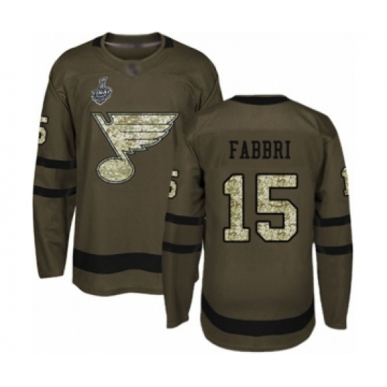 Men's St. Louis Blues #15 Robby Fabbri Authentic Green Salute to Service 2019 Stanley Cup Final Bound Hockey Jersey - Ujersey
