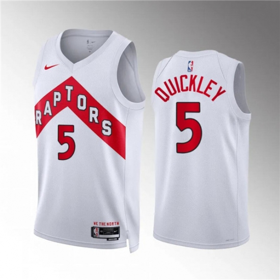 Men's Toronto Raptors #5 Immanuel Quickley White Association Edition Stitched Basketball Jersey - Ujersey