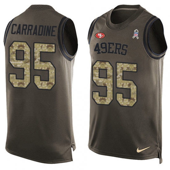 Men's Nike San Francisco 49ers #95 Tank Carradine Limited Green Salute to Service Tank Top NFL Jersey - Ujersey