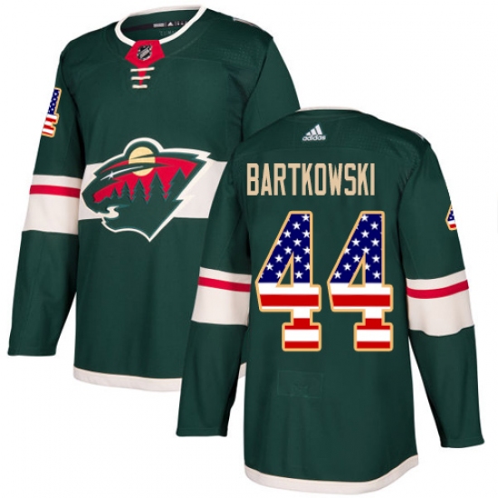 Men's Adidas Minnesota Wild #44 Matt Bartkowski Authentic Green USA Flag Fashion NHL Jersey - Ujersey