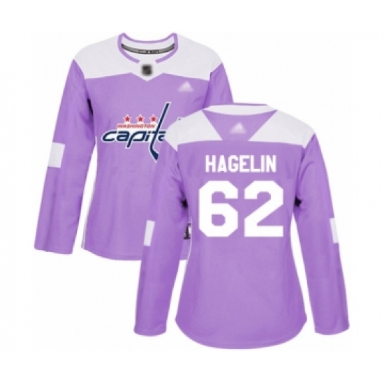 Women's Washington Capitals #62 Carl Hagelin Authentic Purple Fights Cancer Practice Hockey Jersey - Ujersey