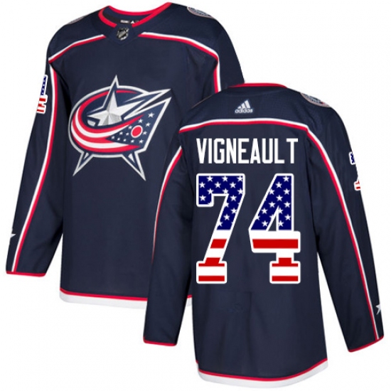 Youth Adidas Columbus Blue Jackets #74 Sam Vigneault Authentic Navy Blue USA Flag Fashion NHL Jersey - Ujersey