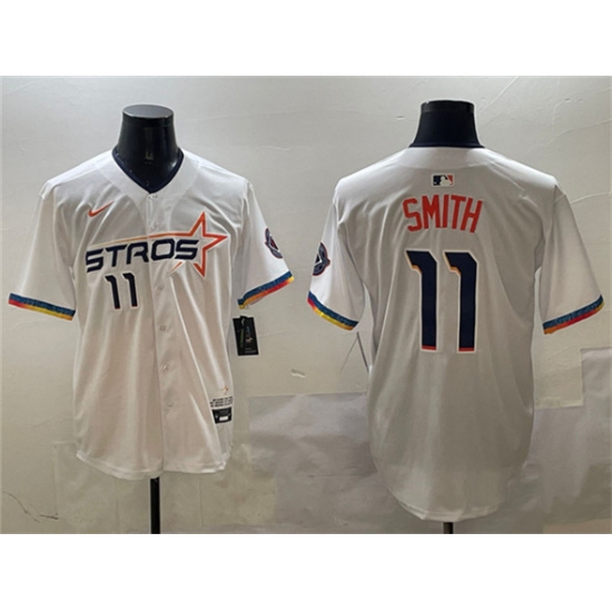 Men's Houston Astros #11 Cam Smith White 2025 City Connect Limited Stitched Baseball Jersey - Ujersey