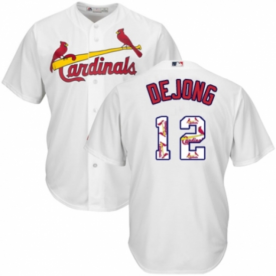 Men's Majestic St. Louis Cardinals #12 Paul DeJong Authentic White Team Logo Fashion Cool Base MLB Jersey - Ujersey