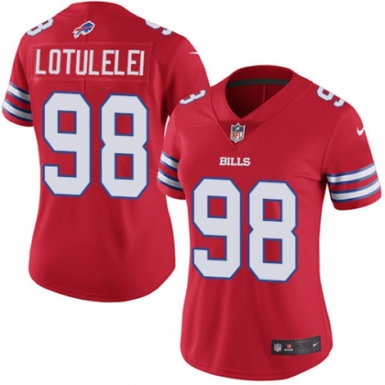 Women's Nike Buffalo Bills #98 Star Lotulelei Limited Red Rush Vapor Untouchable NFL Jersey - Ujersey