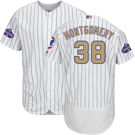 Men's Majestic Chicago Cubs #38 Mike Montgomery White 2017 Gold Program Flexbase Authentic Collection MLB Jersey - Ujersey
