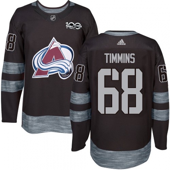 Men's Adidas Colorado Avalanche #68 Conor Timmins Premier Black 1917-2017 100th Anniversary NHL Jersey - Ujersey