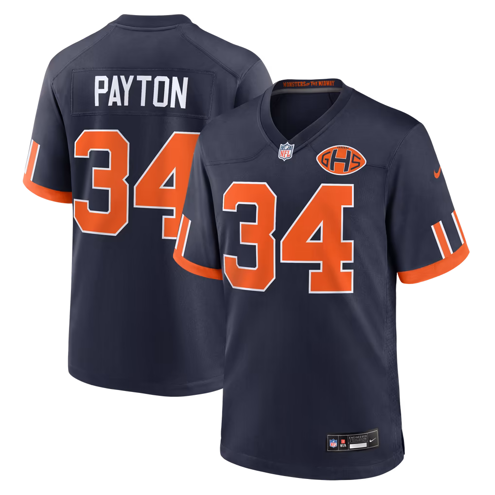 Men's Chicago Bears Walter Payton Nike Navy 2026 Rivalries Collection Game Jersey - Ujersey