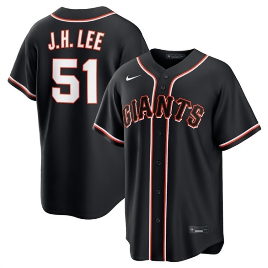 Men's San Francisco Giants #51 Jung Hoo Lee Black Out Stitched Baseball Jersey - Ujersey