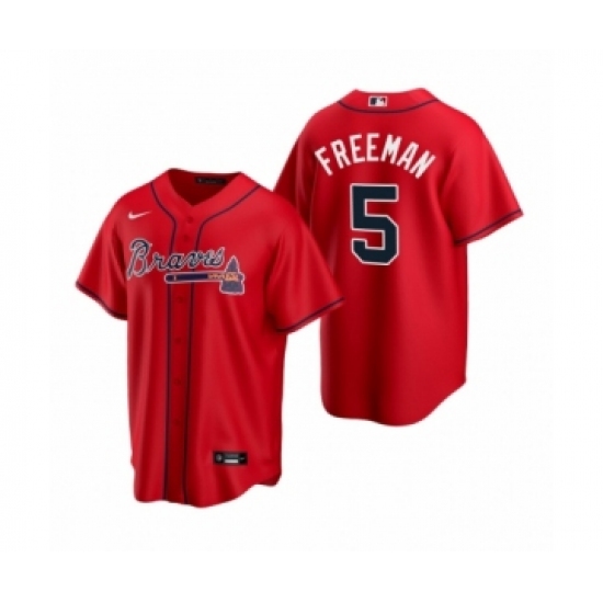 Women Atlanta Braves #5 Freddie Freeman Nike Red 2020 Replica Alternate Jersey - Ujersey