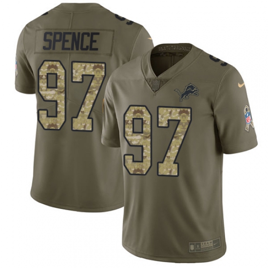 Men's Nike Detroit Lions #97 Akeem Spence Limited Olive/Camo Salute to Service NFL Jersey - Ujersey