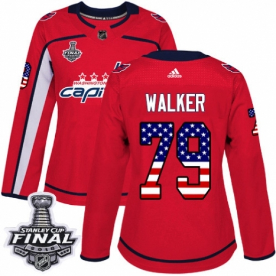Women's Adidas Washington Capitals #79 Nathan Walker Authentic Red USA Flag Fashion 2018 Stanley Cup Final NHL Jersey - Ujersey
