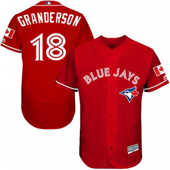 Men's Majestic Toronto Blue Jays #18 Curtis Granderson Scarlet Alternate Flex Base Authentic Collection Alternate MLB Jersey - Ujersey
