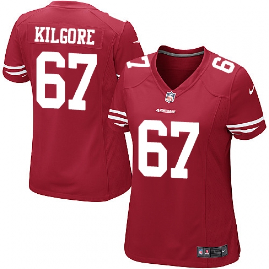 Women's Nike San Francisco 49ers #67 Daniel Kilgore Game Red Team Color NFL Jersey - Ujersey