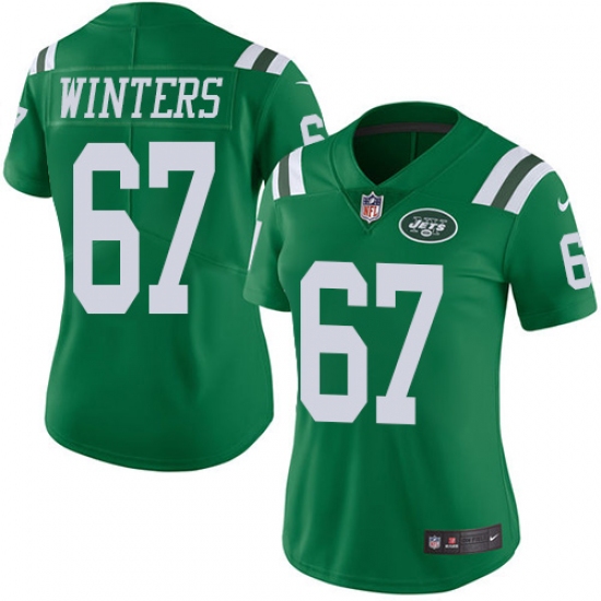 Women's Nike New York Jets #67 Brian Winters Limited Green Rush Vapor Untouchable NFL Jersey - Ujersey