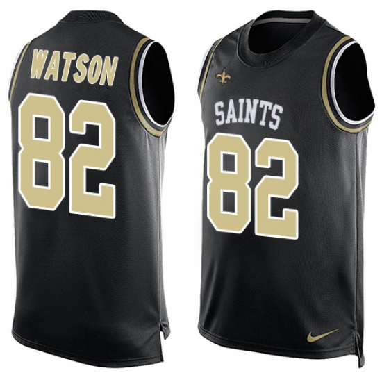 Men's Nike New Orleans Saints #82 Coby Fleener Limited Black Player Name & Number Tank Top NFL Jersey - Ujersey